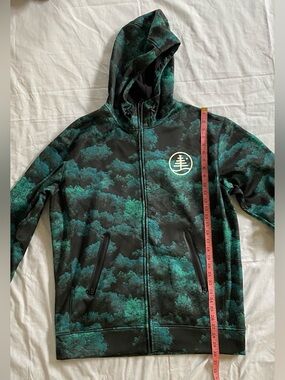 Burton Men's Forest-Print Zip Hoodie in Teal and Black
